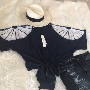 VICI TYE DYED KIMONO CROP TOP SZ S
